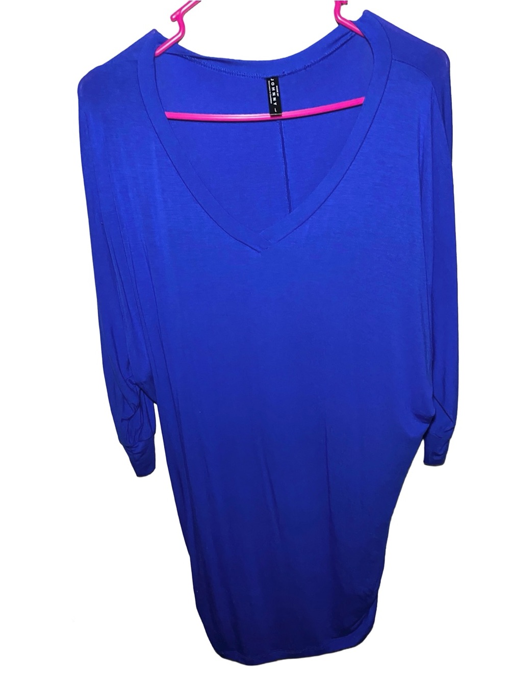 Johnny Royal Blue Dolman Sleeve V-Neck Tunic Top L